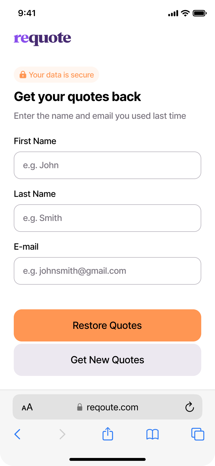 Restore previous Requote answers