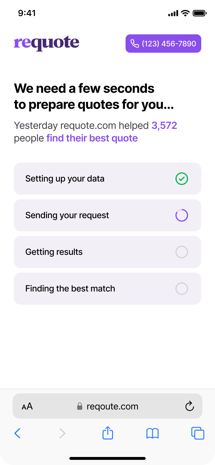 Requote processing progress states