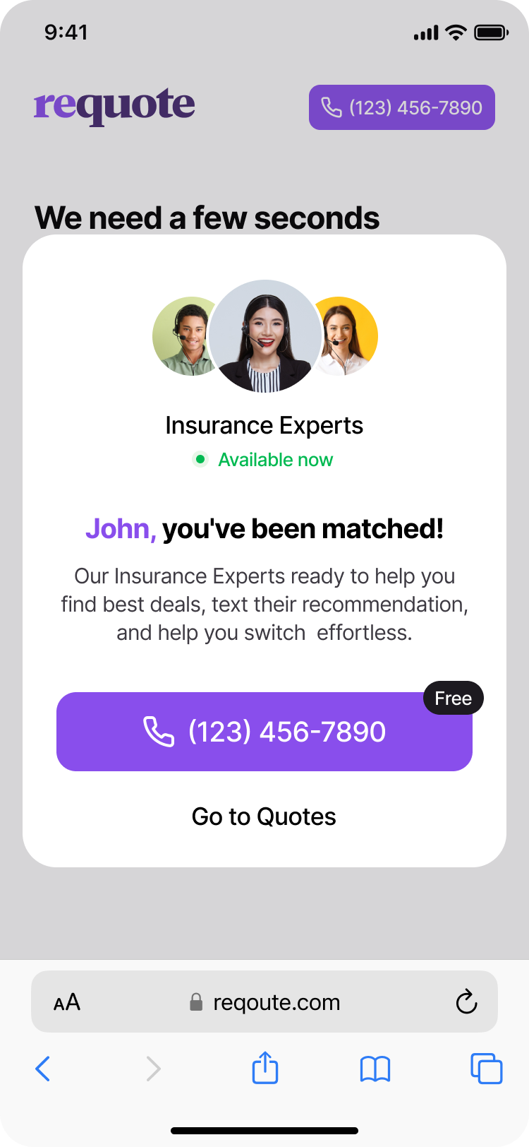 Optional insurance expert call prompt