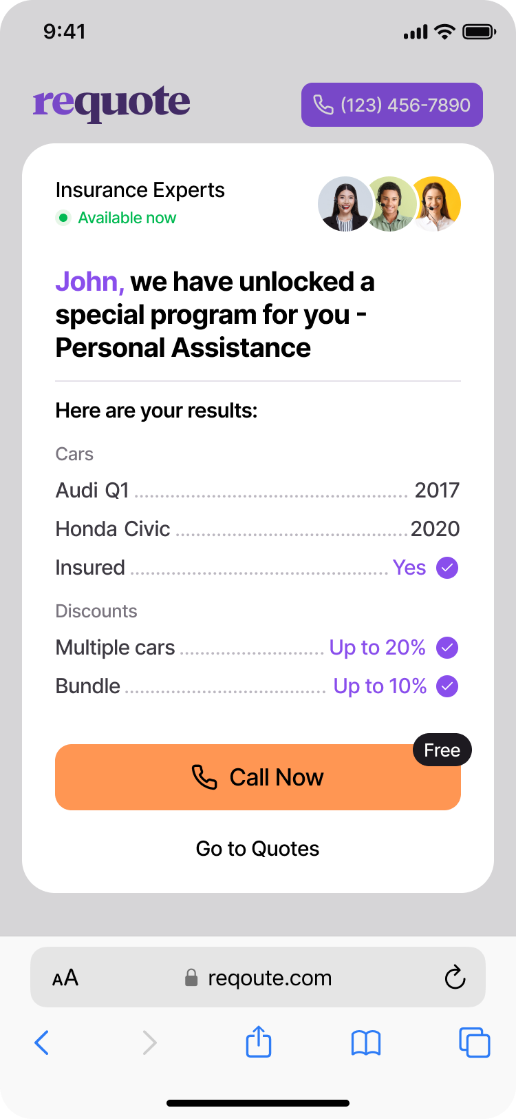 Requote insurance assistance